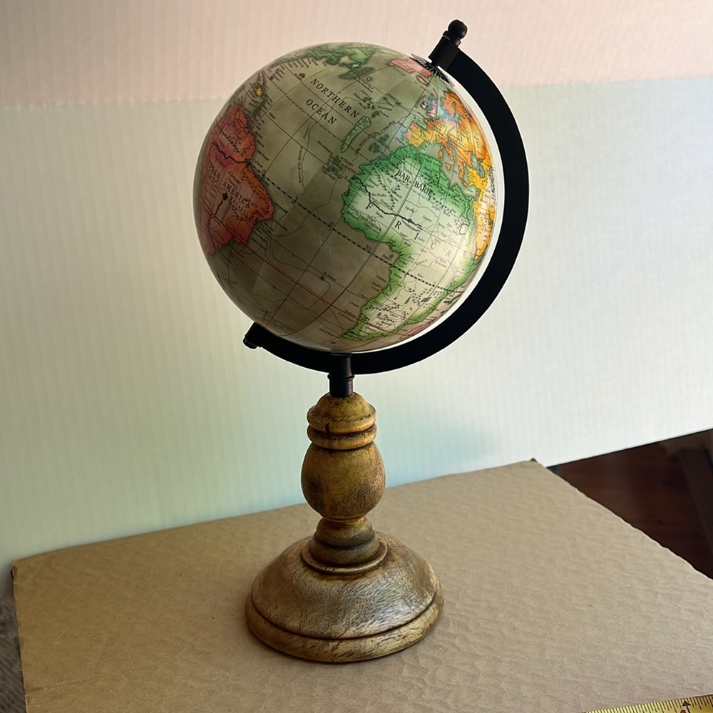 13.5 inch decorative globe wood base Ashland Desert Road Made in India Education